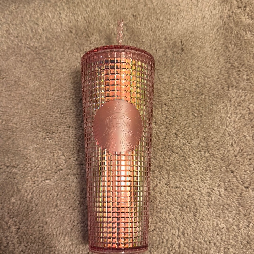 Starbucks pink holo grid cup